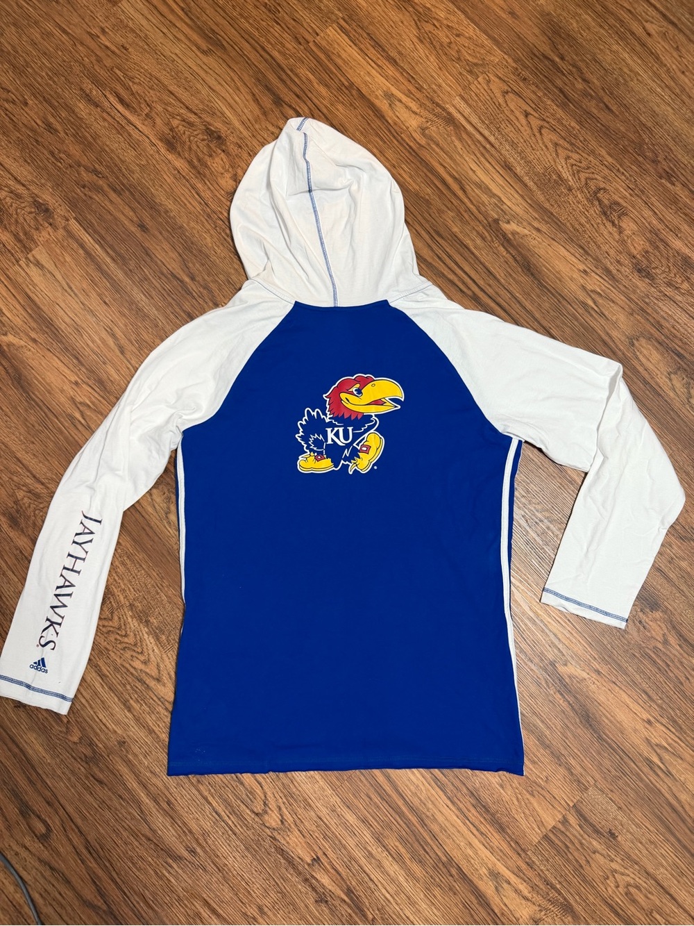 adidas Royal Blue and White Hooded Raglan Top